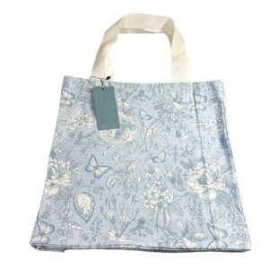 NEW Serenite BLUE FLORAL REUSABLE TOTE BAG with Double Handles